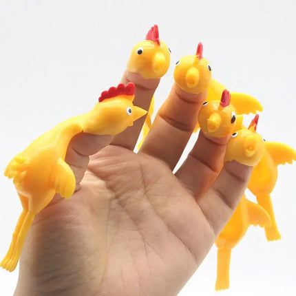 10PCS Catapult Launch Turkey Slingshot Chick Elastic Flying Finger Sticky Decompression Toy for Kid Stress Relief Toy Funny Toys