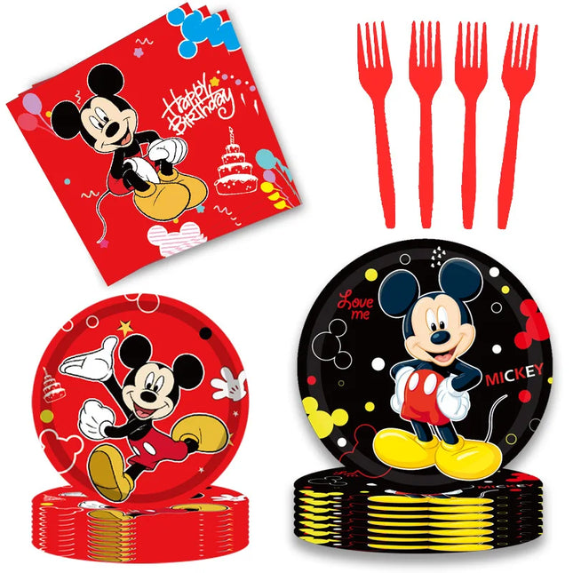 Mickey Mouse Birthday Party Supplies Disposable Tableware Paper Plate Favos Gift Balloon For Kids Baby Shower Party Decorations