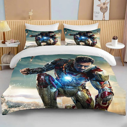 10 Sizes Marvel Iron Man Bedding Set Cartoon Anime Duvet Cover Comforter Pillowcase Boys Girls Children Adults King Bed Set