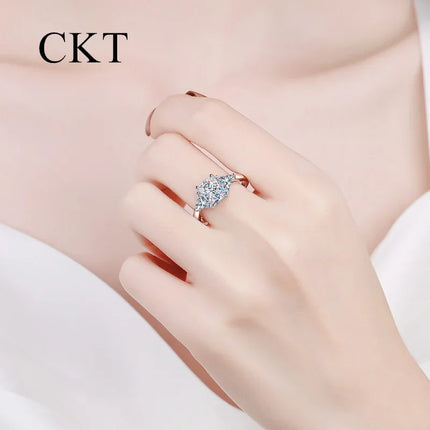 18K White Gold Fashion 3 Carat Moissanite Ring for Women Platinum Pt950 Luxury Ring Diamond Rings Sparkling Wedding Fine Jewelry