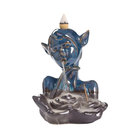 Creative European Style Backflow Incense Burner, Ceramic Elf Girl Incense Burner Romantic Valentine's Day Gift (Without Incense)