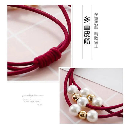 Simulated Pearl Scrunchies Hair Accessories For Women Fashion Korean Multilayer Elastic Rubber Bands Girls Ponytail Holder Tiara