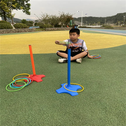 Children Throw Circle Game Ferrule Stacked Toys Fun Indoor Outdoor Parent-Child Interactive Circle Plastic Stick Early Education