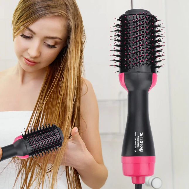 1000W Hair Dryer Hot Air Brush Styler and Volumizer Hair Straightener Curler Comb Roller One Step Electric Ion Blow Dryer Brush