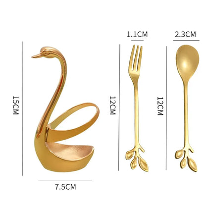 European Swan Tableware Holder Stainless Steel Spoon and Fork Base Elegant Utensil Stand Home Decor and Kitchen Organization