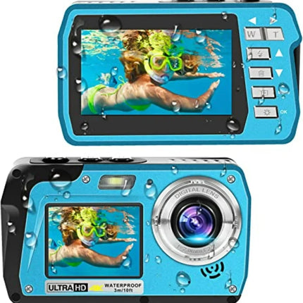 4K Underwater Digital Cameras Video Recorder 56mp Anti Shake Selfie IPS Dual Screens 10FT Waterproof For Snorkeling Swimming