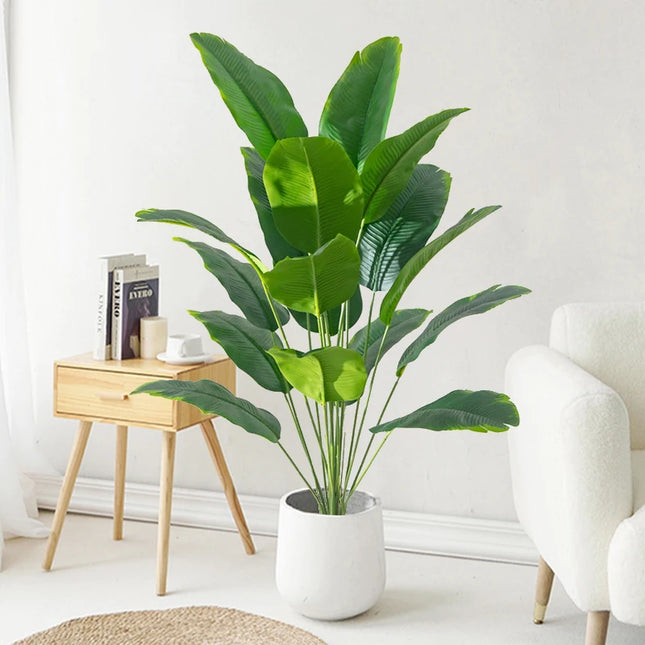 88cm 24Leaves Large Tropical Palm Tree Fake Banana Plants Leaves Real Touch Strelizia Plastic Monstera Plant for Home Garden