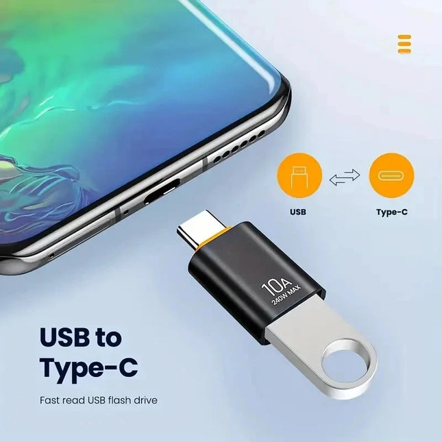 10A OTG Type C Female to USB A Male USB 3.0 to Type-C Converter  Fast Charging Data Adapter for Laptop Xiaomi Samsung Oneplus