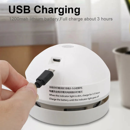 Desk Dust Vacuum with Clean Brush USB Charging for Home Office Table Sweeper Desktop Cleaner Robot Wireless Mini Vacuum Cleaners