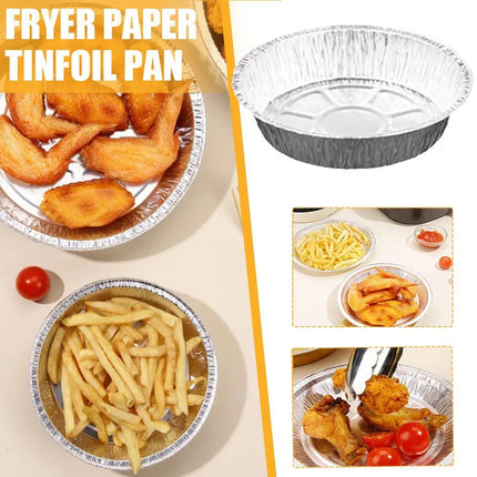 7'' Oil-proof Aluminum Foil Tin Box Air Fryer Disposable Paper Non-stick Steaming Basket Kitchen Baking Tool BBQ Drip Pan Tray