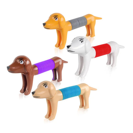 3Pcs Novelty Spring Dog Pop Tubes Sensory Toy Stress Relieve Bellows Toys For Adult Kids Anti-stress Squeeze Toys Gifts