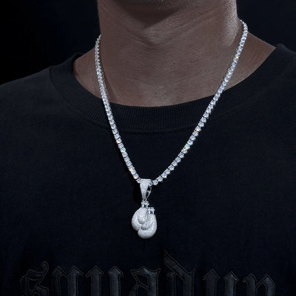 Luxury Moissanite Boxing Gloves Pendant Necklace 925 Sterling Silver Iced Out Full Moissanite Diamond Men's Hip Hop Rock Jewelry