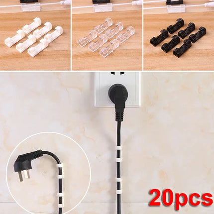 20Pcs Self Stick Wire Organizer Line Cable Clip Buckle Clips Clamp Table Wall Fixer Fastener Holder Data Telephone Line Winder