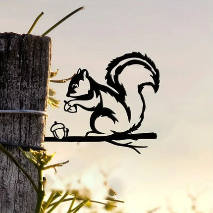 Metal Squirrel  Home & Garden Decor  Rustic Outdoor Yard Art Hand Made Wedding Or Housewarming Gift  Backyard Decor