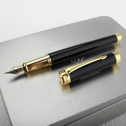 High Quality Men Luxury Metal Fountain Pen Arrow Feather Design Custom Calligraphy Pen Stationery Noble School Supplies