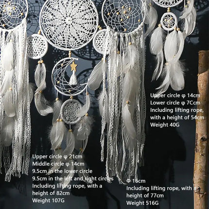 Dream Catchers Handmade Macrame Wall Hanging Dreamcatcher 5 Pieces White Boho Dream Catcher Baby Shower Decorations For Home