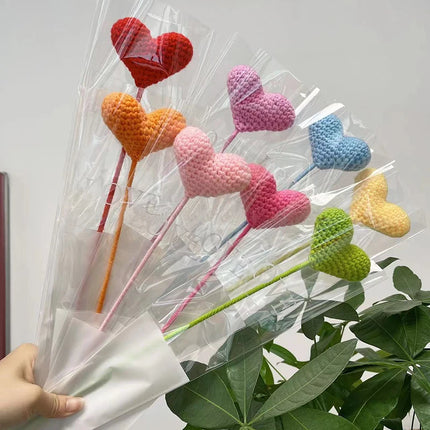 Knitting Flower Rose Tulips Daisy Single Bouquet Simulation Flower Home Decoration Wedding Hand-Knitted Crochet Fake Floral