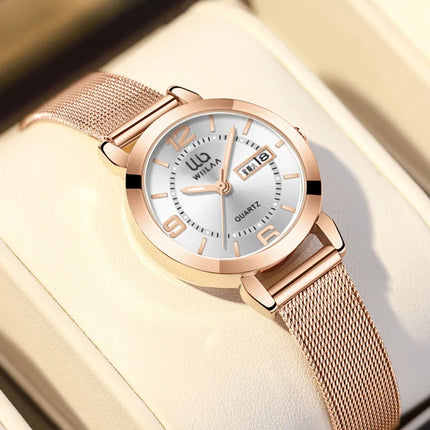 Women Wrist Watches For Ladies Wrist Watches Top Brand Luxury 2024 Rose Gold Stainless Steel Calendar Female Clock High Quality