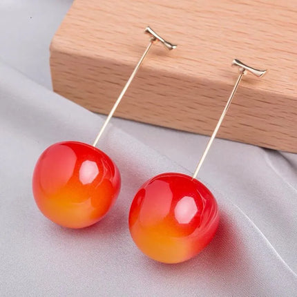 2023 Korean Cherry Drop Earrings - Sweet Girls' Brincos Line Jewelry Gift