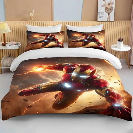 10 Sizes Marvel Iron Man Bedding Set Cartoon Anime Duvet Cover Comforter Pillowcase Boys Girls Children Adults King Bed Set