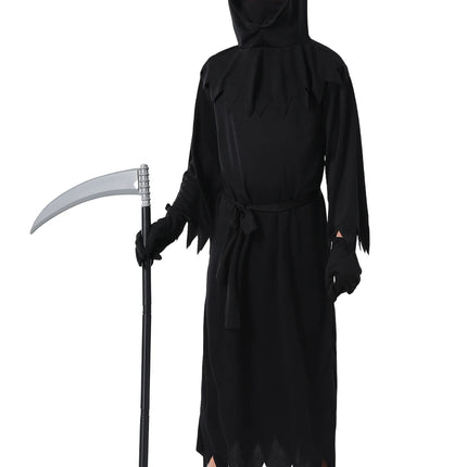 Child Creepy Red Eyes Fade In And Out Phantom Grim Reaper Glow In The Dark Costume Suit Cosplay Kids Halloween Carnival Party