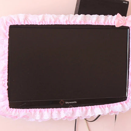 24-48INCHES Fabric TV Circle Power on Without Taking Out Dust Cover Monitor Screen Home Decorations Dust Cover with Elastic