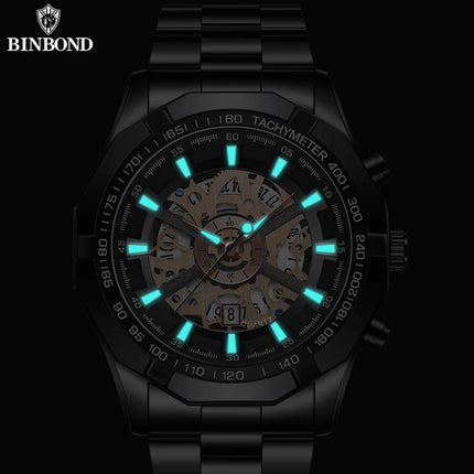 BINBOND S033 Luxury Hollow Non-Mechanical Business Quartz Men Watches 30M Waterproof Trendy Hollow Design Classics Men Watches