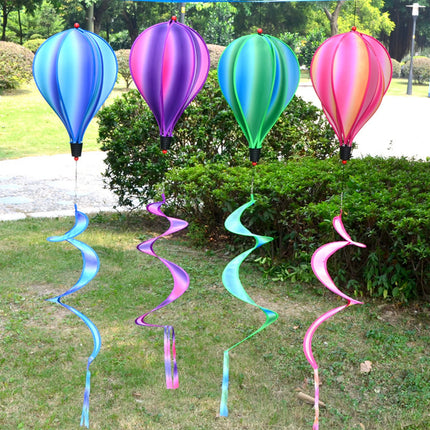 Wind Chimes Rainbow Hot Air Balloon Wind Spinner Rotating Sequin Windmill Wind Twister Hanging Decoration for Garden Yard