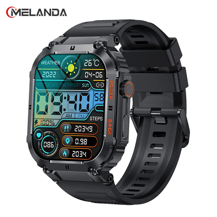 MELANDA 2023 New Bluetooth Call Smart Watch Men Sports Fitness Tracker Smartwatch for Android IOS Calculator 400mAh 1.96 inch