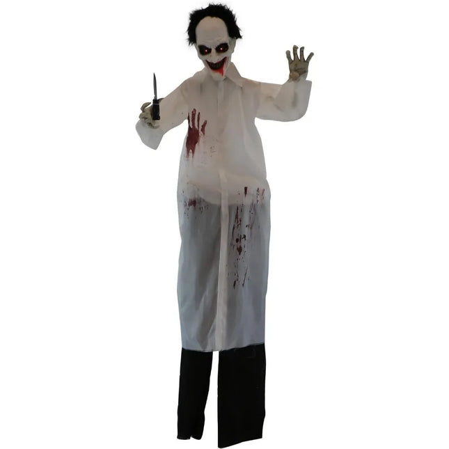 Halloween Decorations, Life-Size Scary Animatronic Doctor with Touch Activated Lights and Sounds,Outdoor Spooky Halloween