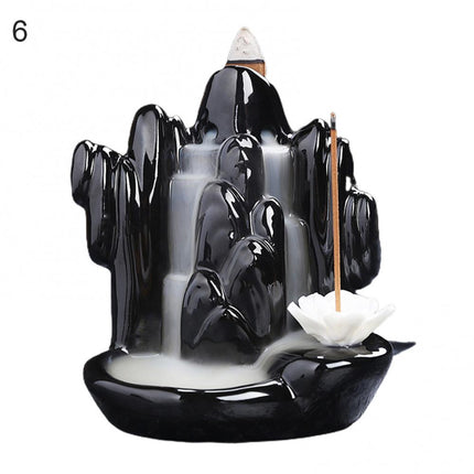 Ceramic Incense Burner Waterfall Backflow Smoke Censer Creative Incense Ornament Burner Home Decorative Crafts for Living Room