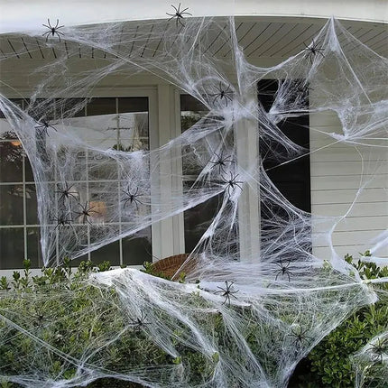 Artificial Spider Web,Horror Spider Web Halloween Decorations,Stretchy Cobweb With Spider,Gothic Horror Home Decor