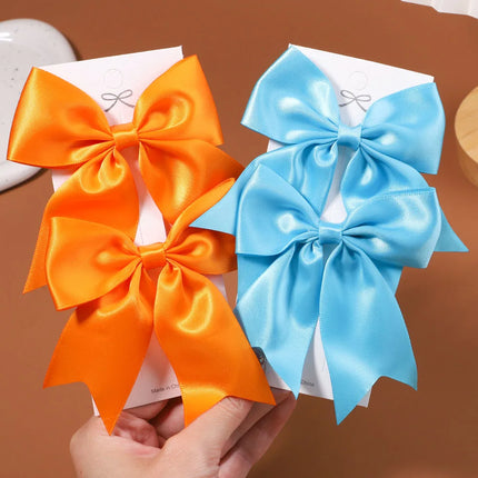 2pcs/set Solid Color Ribbon Grosgrain Bows Hair Clip for Kids Girls Hairpins Barrettes Handmade Baby Headwear Hair Accessories