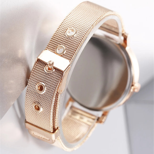 New Womens Fashion Simple Watch Ladies Leisure Watch Steel Mesh Sports  Wristwatches Women's Watch Bracelet