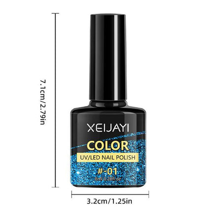 1 Bottle 8ml Diamond Cat Eye Gel Nail Polish Summer Glitter Reflective Shimmer Blue Green Purple Magnetic French Gel Polish