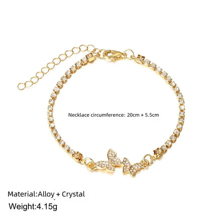 Shiny Exquisite Full Crystal Rhinestone Paved Butterfly Bracelet for Women Luxury Dainty Temperament Banquet Bracelets Jewelry