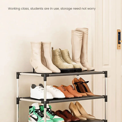 Stylish Shoe Rack Metal Simple Shoe Shelf Footwear Organizer Stand Holder Space-saving Black Shoe Shelf for Living Room