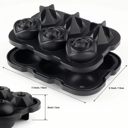 1pc Diamond & Rose Shaped Ice Cube Mould, Modern Silicone Ice Cube Maker Tray For Bar, Office