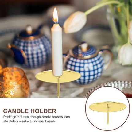 4pcs Metal Candle Holders Candlestick Candle Tray Candle Rack Home Round Candle Fixing Holder Christmas Wreath Candle Stand