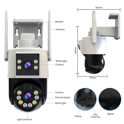 JOOAN 10MP 6MP PTZ Wifi Camera Outdoor Dual Lens Dual Screen IP Camera AI Tracking Security Protection CCTV Surveillance Camera