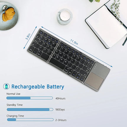 New Portable Mini Three Folding Bluetooth Keyboard Wireless Foldable Touchpad Keypad for IOS Android Windows ipad Tablet