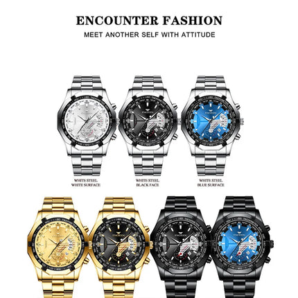 FNGEEN Top Brand Luxury Watch Fashion Casual Military Quartz Sports Wristwatch Full Steel Waterproof Men Clock Relogio Masculino