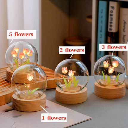 Cute Valentines Day Gift Girlfriend DIY Material Floral Lamp Tulip Night Light Room Decor