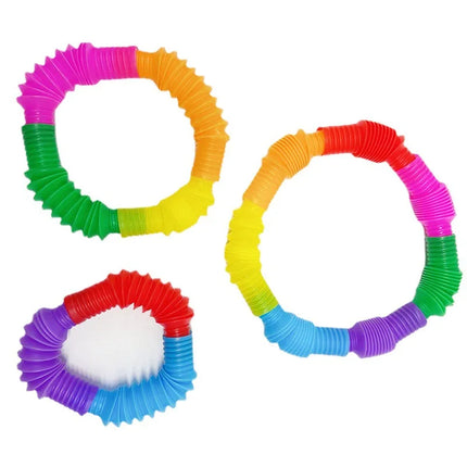 10PCS Mini Pop Tubes Fidget Toys Rainbow Sensory Antistress Plastic Bellow Stress Reliever Pipe for Children Adults Funny Gift