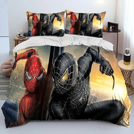 23 Style Spider Man Cartoon Marvel Comforter Bedding Set,Duvet Cover Bed Set Quilt Cover Pillowcase,Queen Bedding Set Adult Kids