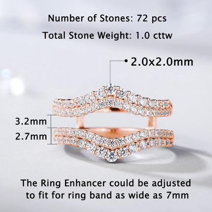 Newshe Curved Wish Ring Enhancer Guard Multi-Color Wedding Band for Engagement 925 Sterling Silver AAAAA CZ Women's Jewelry