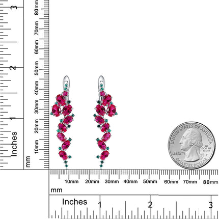 GEM'S BALLET Birthstone Handmade Boho Earrings Lab Created  Ruby Gemstone Statement Earrings in Sterling Silver Gift For Her