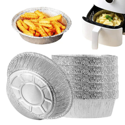 7'' Oil-proof Aluminum Foil Tin Box Air Fryer Disposable Paper Non-stick Steaming Basket Kitchen Baking Tool BBQ Drip Pan Tray