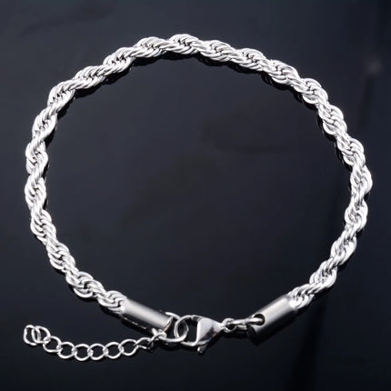 Men Stainless Steel Rope Chain Bracelet for Women Hand Bangle Gold/Silver Color Foot Ankle Anklet Jewelry Accessories DIY Gift