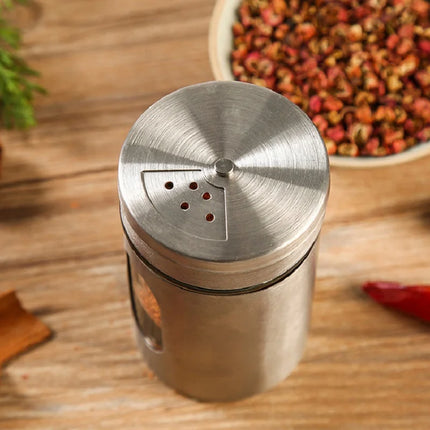 Stainless Steel Seasoning Spice Storage Box Condiment Bottles Shaker Jars Organizer BBQ Cooking Herbs Toothpick Holder